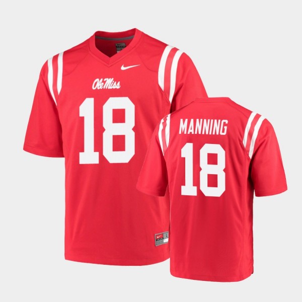 Men's Ole Miss Rebels #18 Archie Manning Red Game College Football Jersey  723373-958